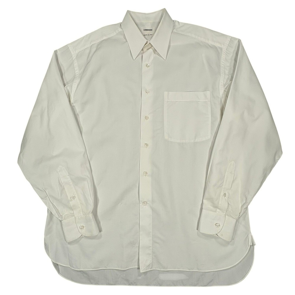 Lorenzini Italian Dress Shirt Mens 16 White Lightweight Office Formal Made Italy - Picture 2 of 12